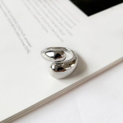 Korean Vintage Metal Silver Color Open Ring