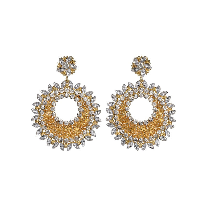 Fashion Oversized Hollow Round Alloy Drop Earrings