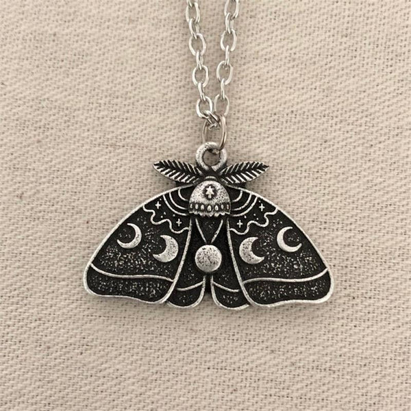 Moon Phase Luna Moth Pendant Necklaces