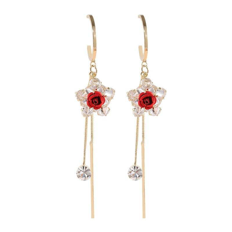 Fashion Rose Petal Drop Earrings for Women