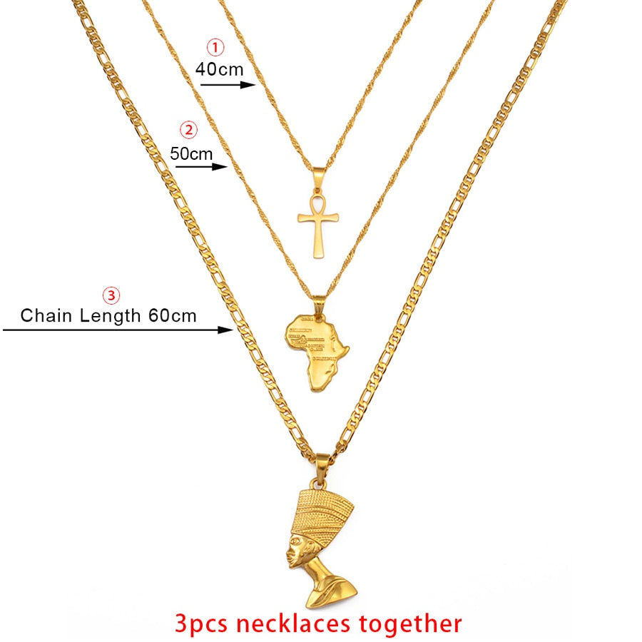 3pcs Necklaces Together  Africa Map Pendant