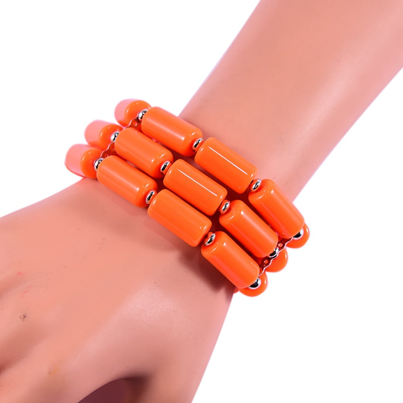 Bib Beads Necklace Earring Bracelet Sets