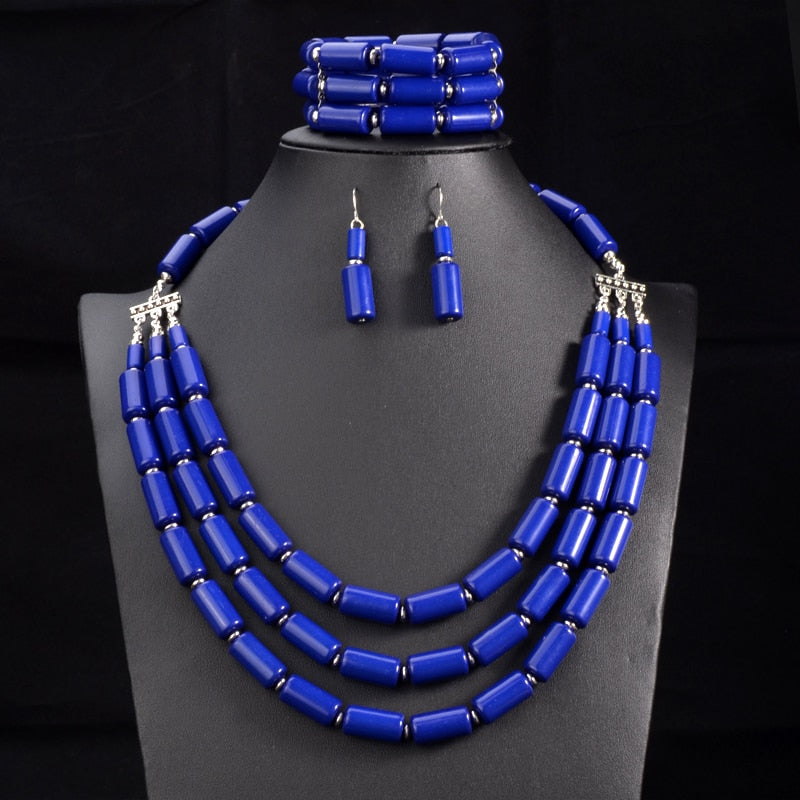 Bib Beads Necklace Earring Bracelet Sets