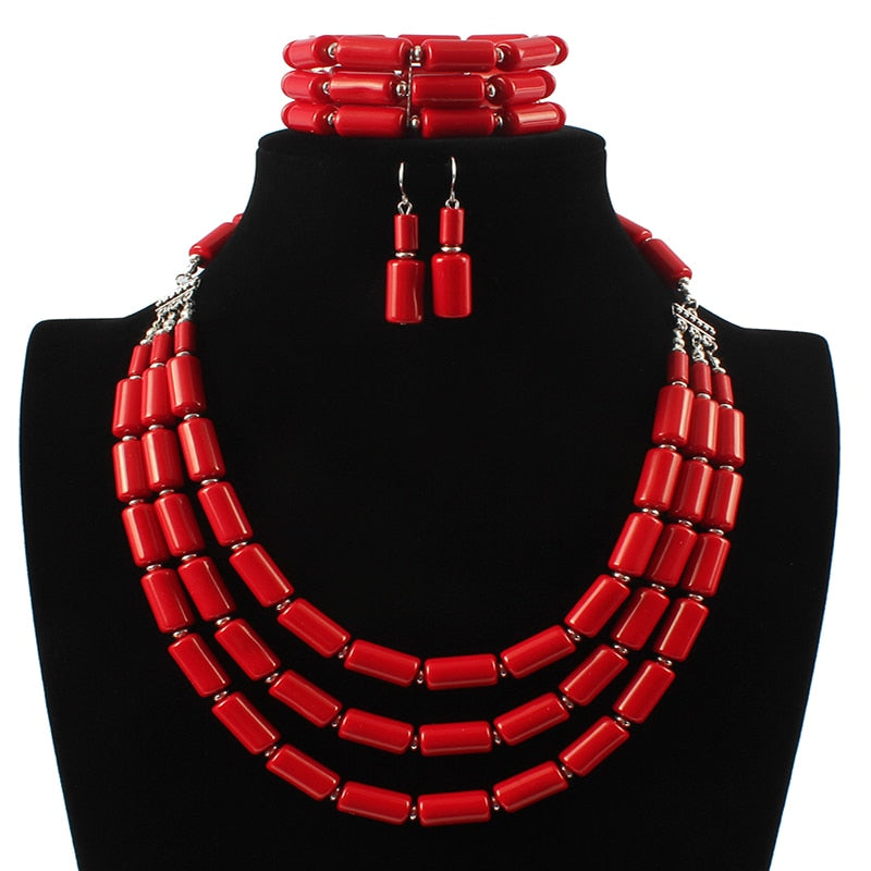 Bib Beads Necklace Earring Bracelet Sets