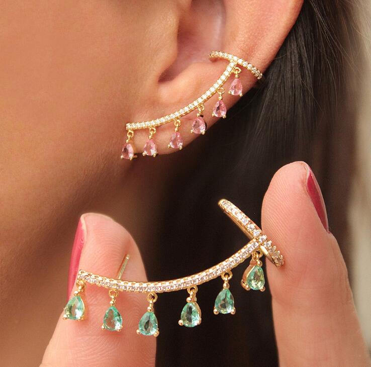 Bohemian Water Drop Crystal Rhinestone Elip Earrings