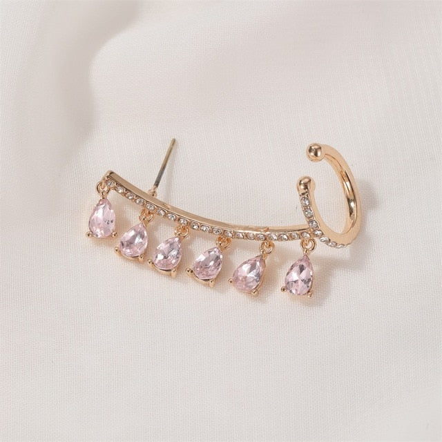 Bohemian Water Drop Crystal Rhinestone Elip Earrings