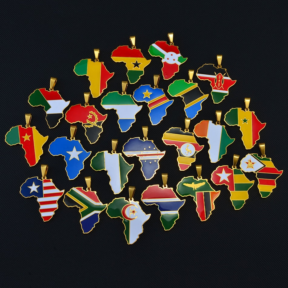Hip-hop Africa Map Pendant Necklace Jewelry