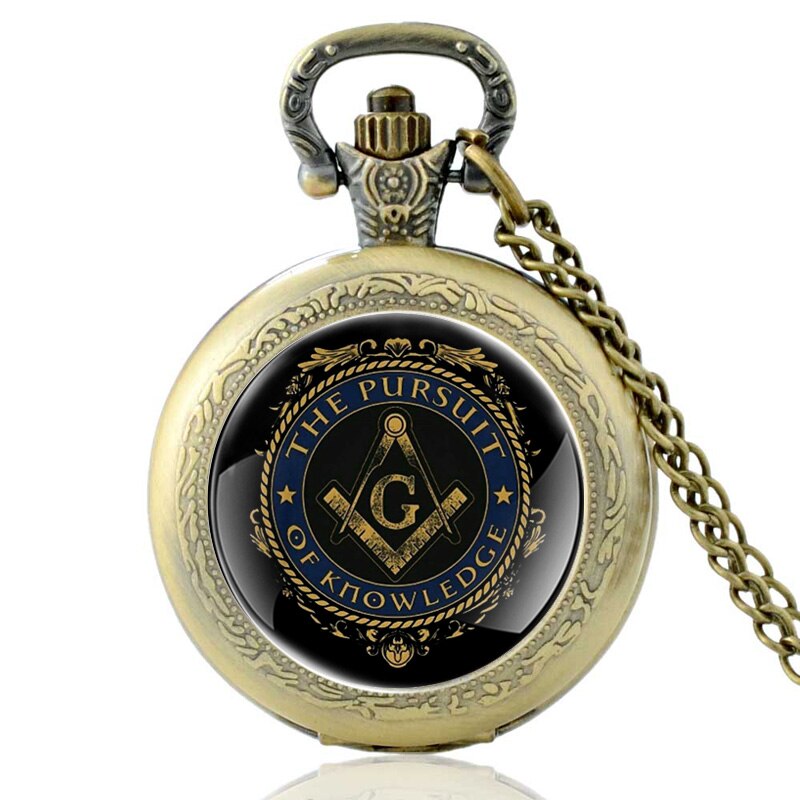 Black Mason Quartz Pocket Watch Pendant Clock Watch