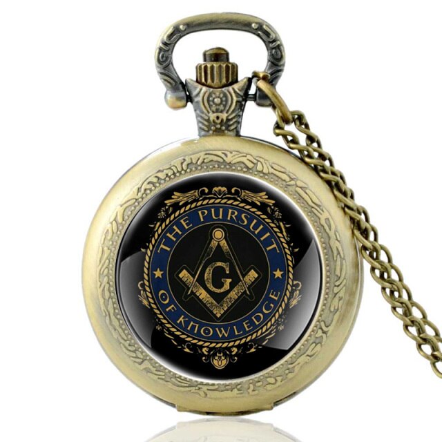 Black Mason Quartz Pocket Watch Pendant Clock Watch