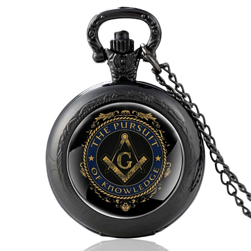 Black Mason Quartz Pocket Watch Pendant Clock Watch