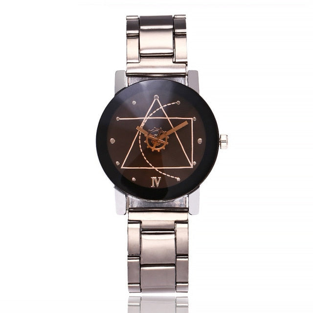 Men Gear Triangle Pointer Compass Dial Second Hand Watch
