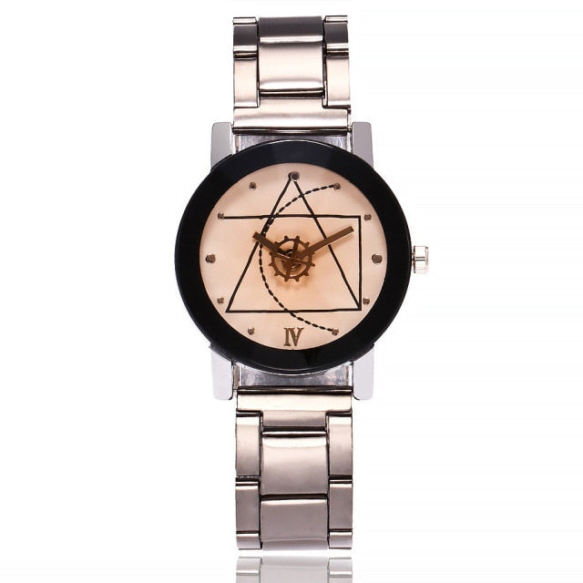 Men Gear Triangle Pointer Compass Dial Second Hand Watch