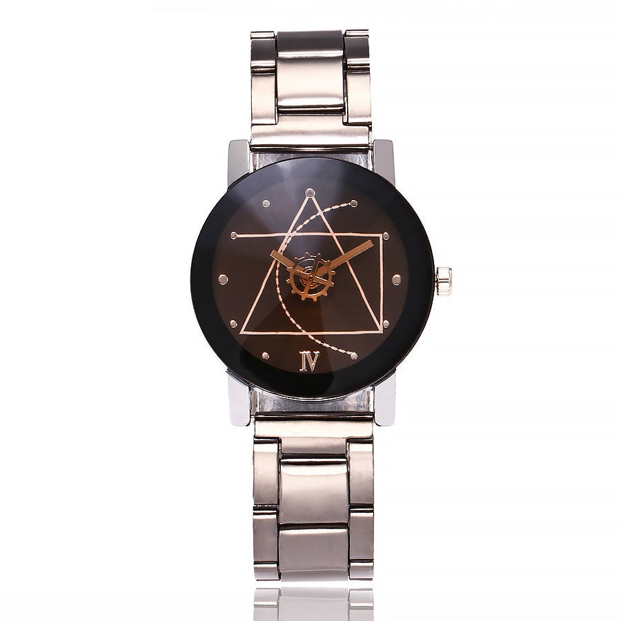 Men Gear Triangle Pointer Compass Dial Second Hand Watch