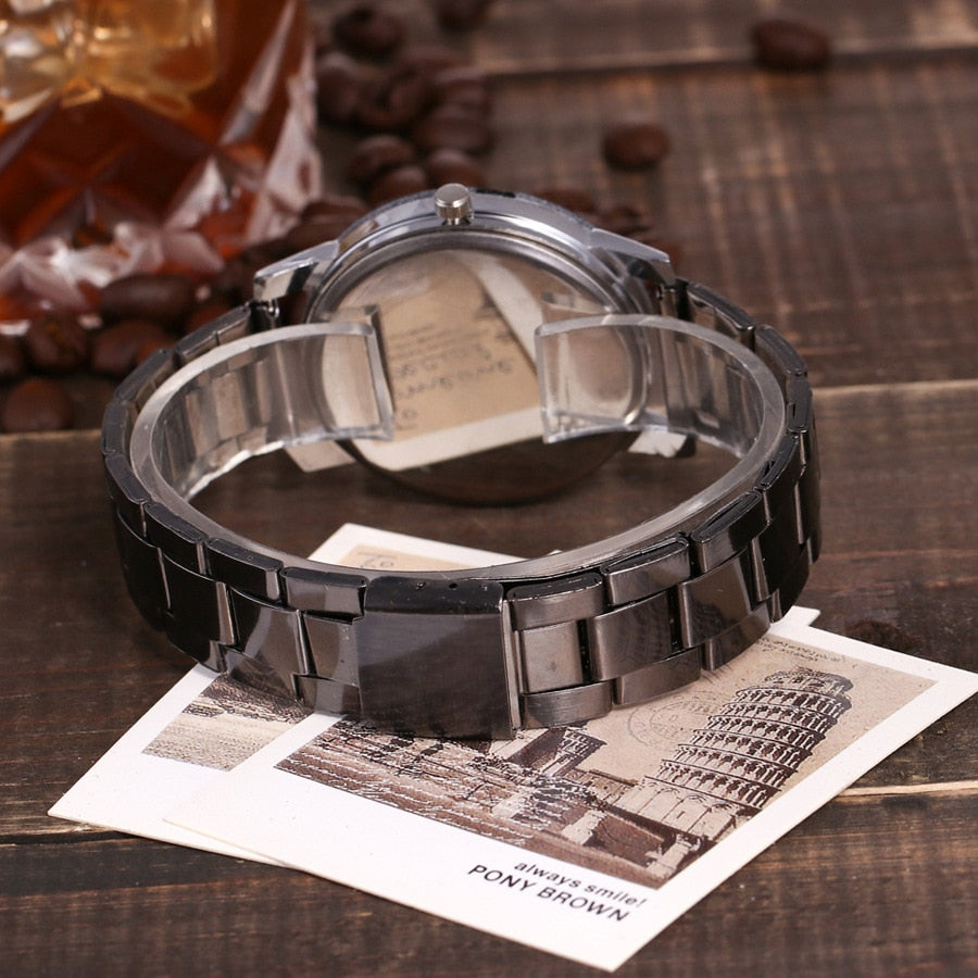Men Gear Triangle Pointer Compass Dial Second Hand Watch