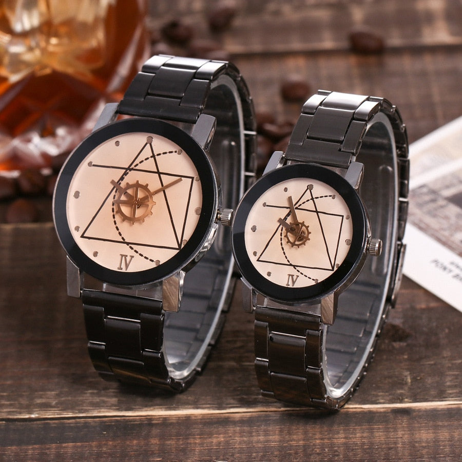 Men Gear Triangle Pointer Compass Dial Second Hand Watch