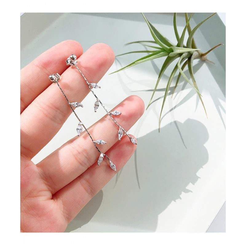 Hot New Silver Color Needle Willow Leaf Earrings