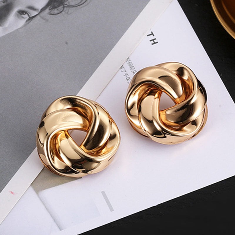 Big Vintage Metal Twisted Stud Earrings