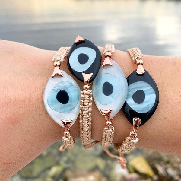 Pulseras de cuerda trenzada de ojo turco de moda