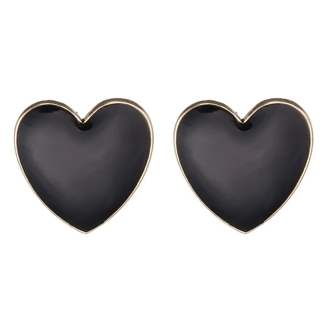 Enamel Heart Stud Earrings for Women
