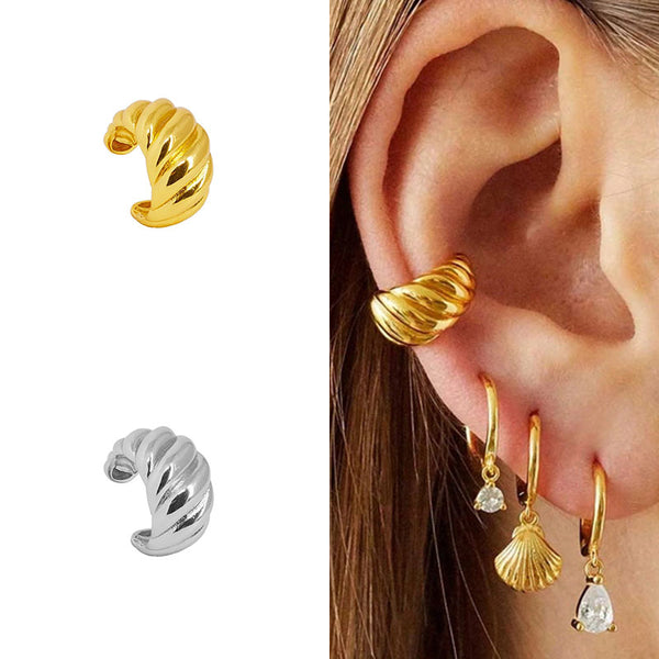 Pendientes de clip con diseño geométrico punk para mujer y hombre.