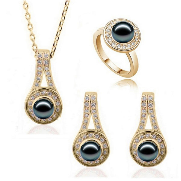 Conjunto de joyería de perlas simuladas de moda para mujer