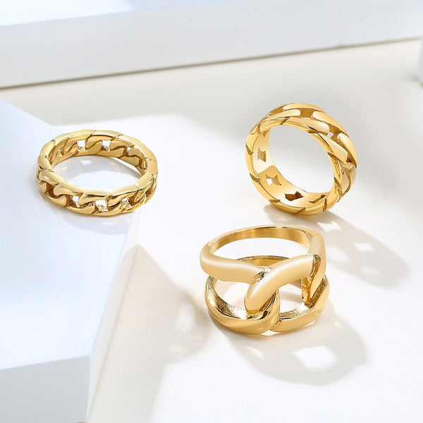 Anillo de cadena cubana para mujer
