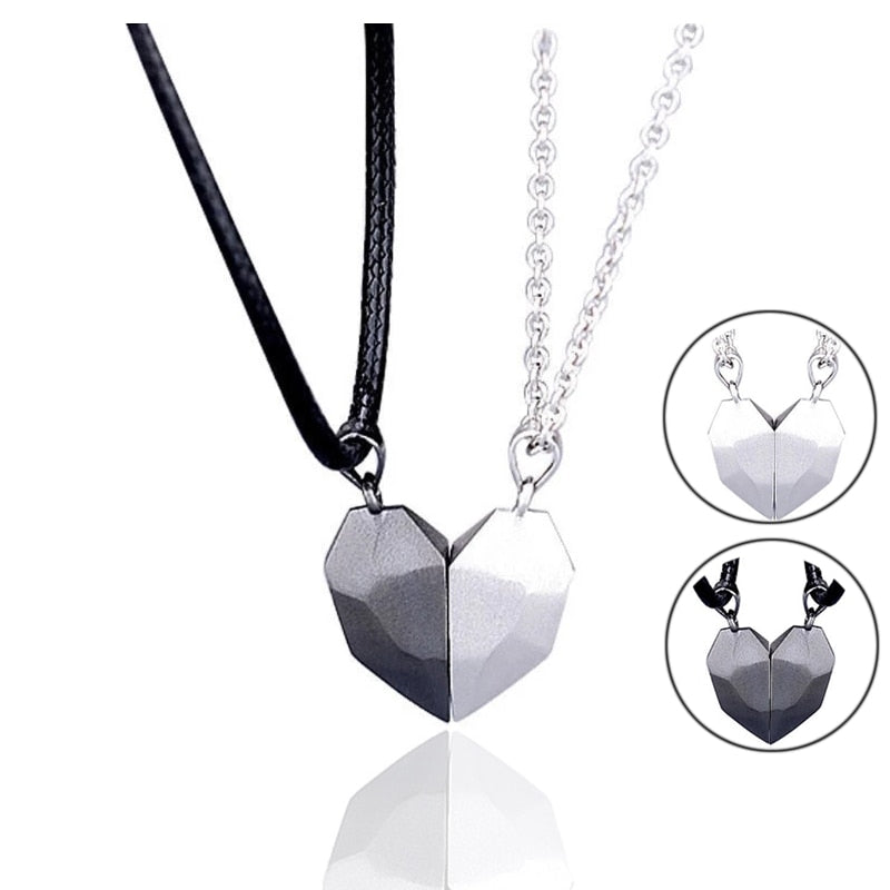 Magnetic Couple Necklace Lovers Heart Pendant