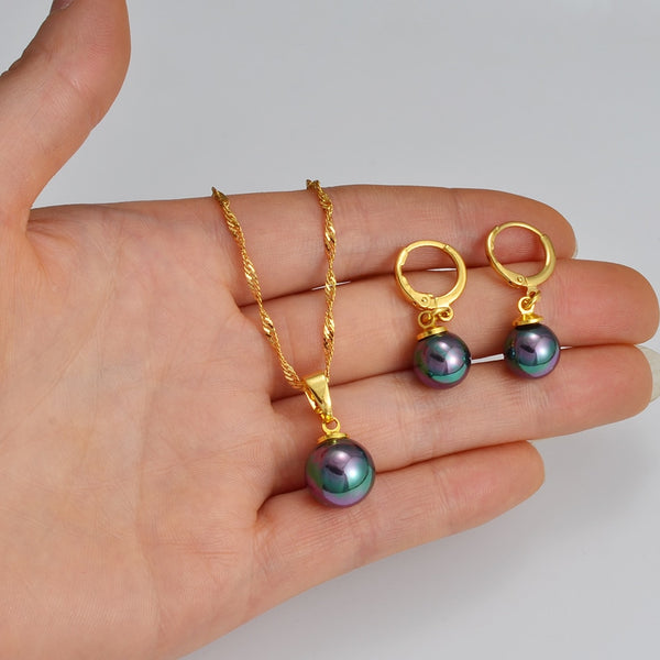 Conjuntos de joyas con colgantes, pendientes y perlas de colores hawaianos