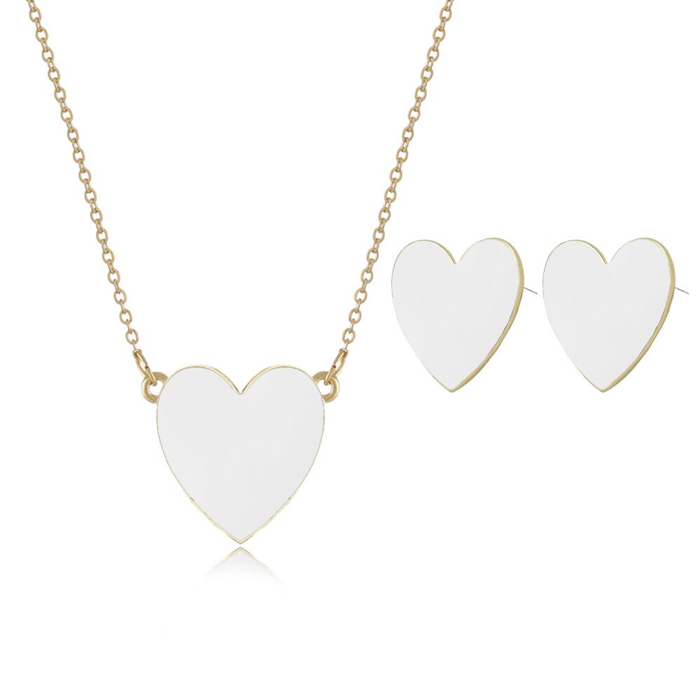 Bohemia Colorful Love Heart Pendant Necklace Earrings Sets