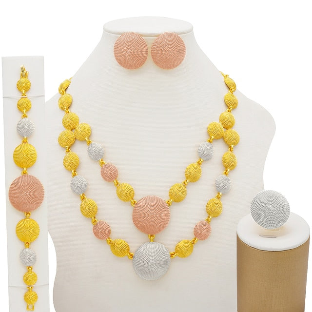 African Bridal  Necklace Bracelet earrings ring set