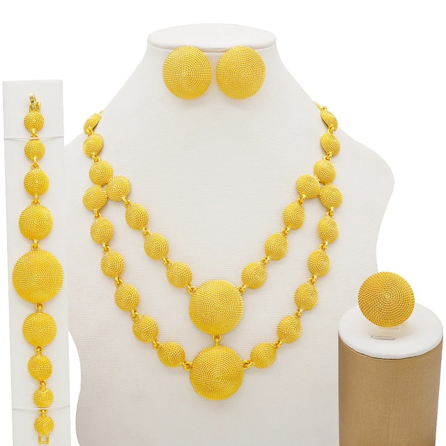 African Bridal  Necklace Bracelet earrings ring set