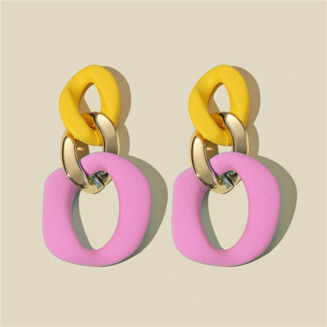 Yellow Earrings For Women Trend Style Statement Dangle Earings