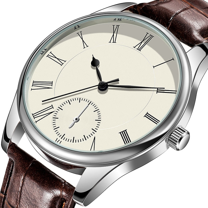 Classic Man Watches Crocodile Leather Strap Light