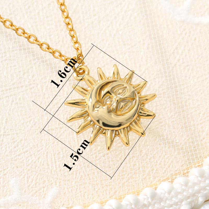 Vintage Sun and Moon Stainless Steel Necklace