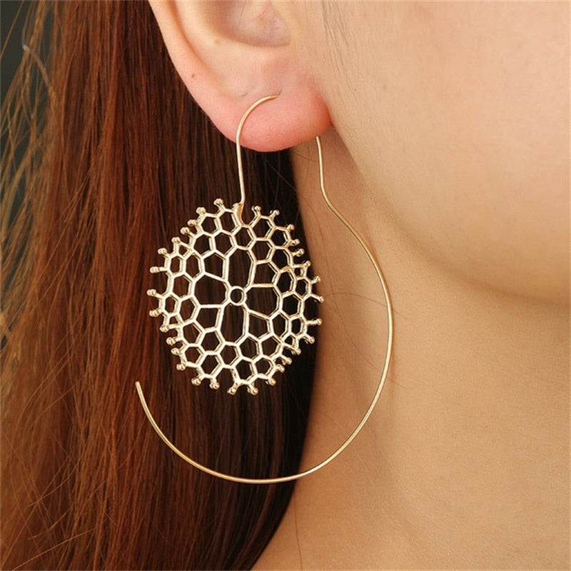 Trendy Gold Silver Color Round Spiral Earrings