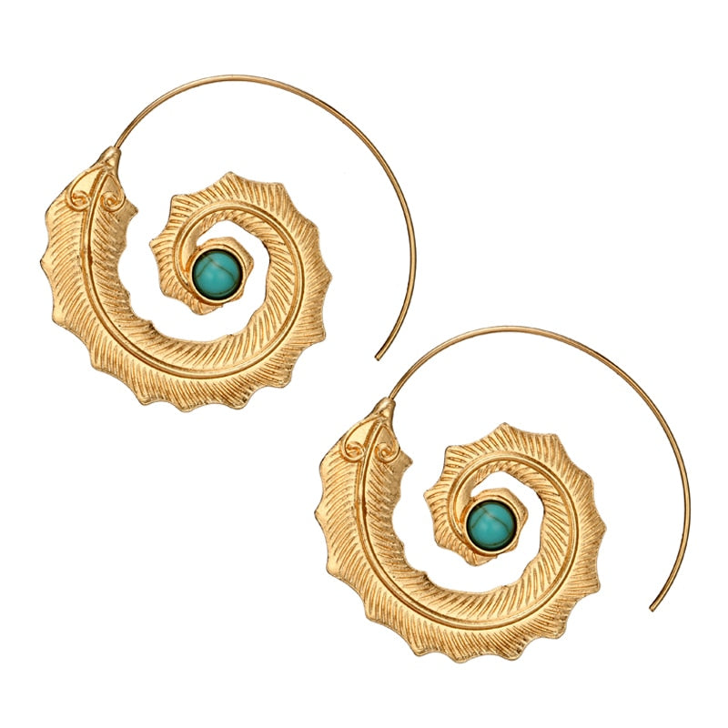 Trendy Gold Silver Color Round Spiral Earrings