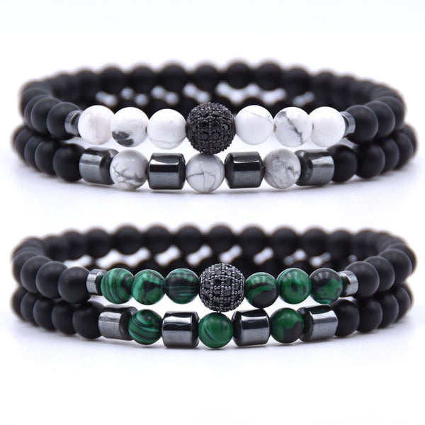 6mm Natural stone beads Bracelet 2pcs/set