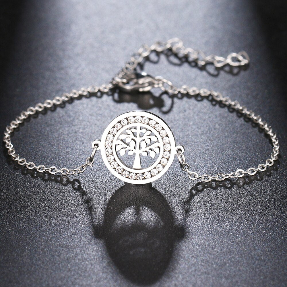 Life Tree Round Bracelets Gold Color Engagement Gifts Jewelry