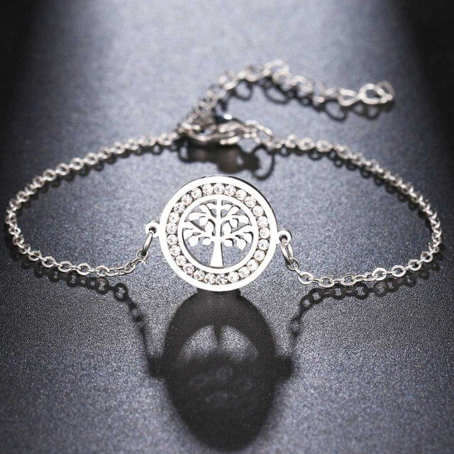 Life Tree Round Bracelets Gold Color Engagement Gifts Jewelry