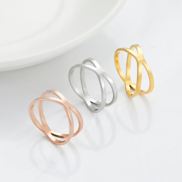 Anillos de mujer de color dorado, de acero inoxidable, de moda, para bodas, compromisos, informales.