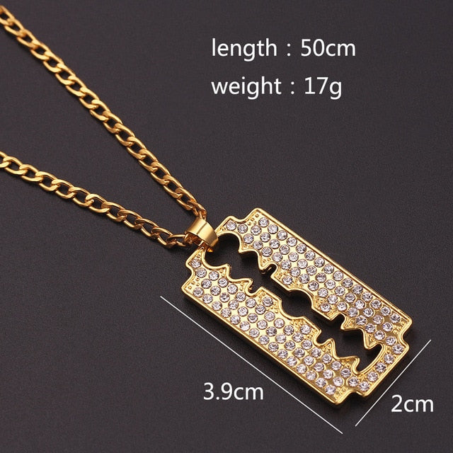 Hip Hop Chain Necklace Rock Iced Out Bling Pendant