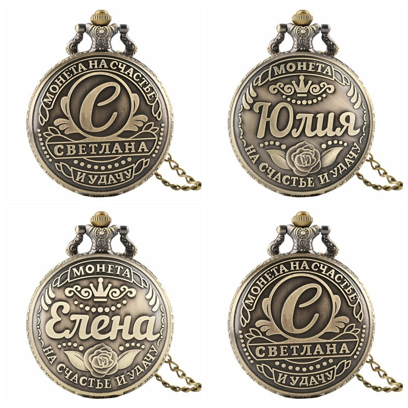 Russian Words Coins USSR Ruble Replica Quartz Pocket Watch