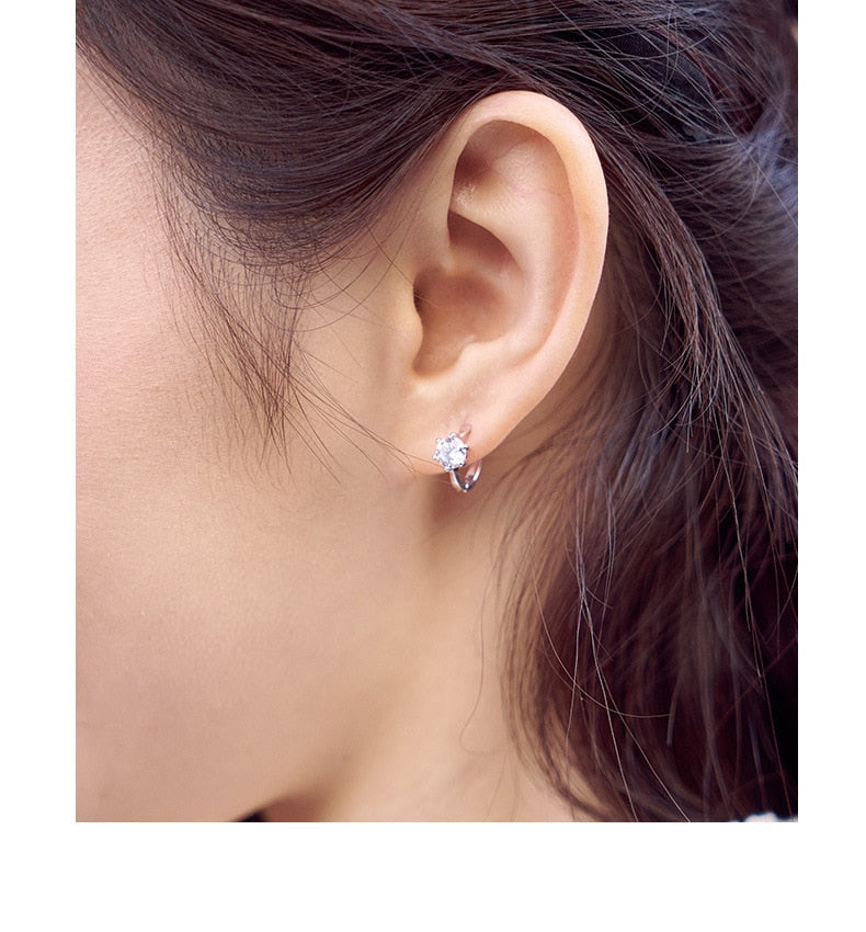 Stud Earrings For Women Classic Six Claw Clear AAA+Cubic Zirconia  Earrings