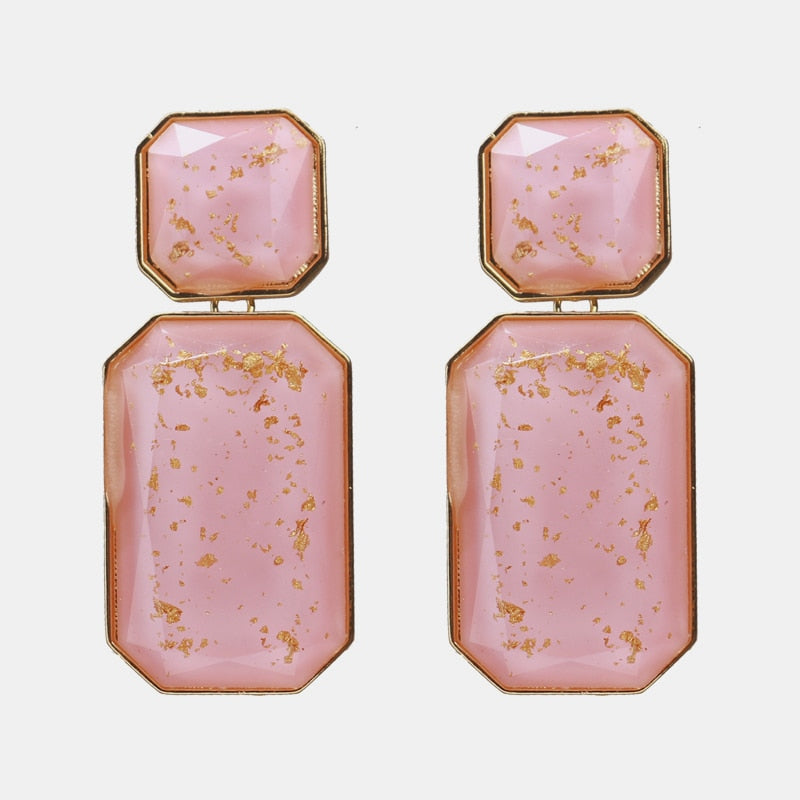New Korea Fashion Pink Resin Beaded Drop Earrings