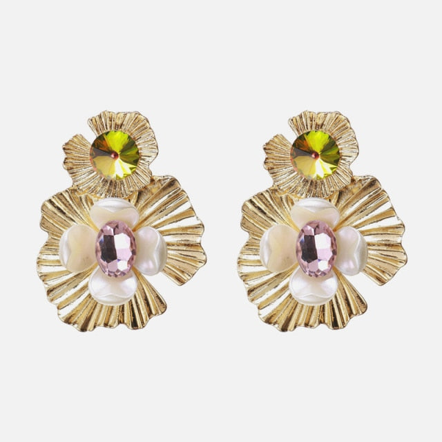 New Korea Fashion Pink Resin Beaded Drop Earrings