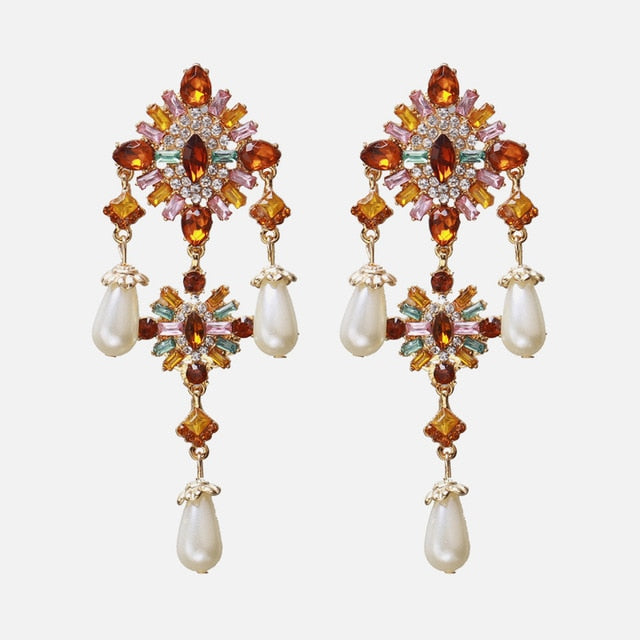 New Korea Fashion Pink Resin Beaded Drop Earrings