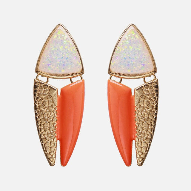 New Korea Fashion Pink Resin Beaded Drop Earrings