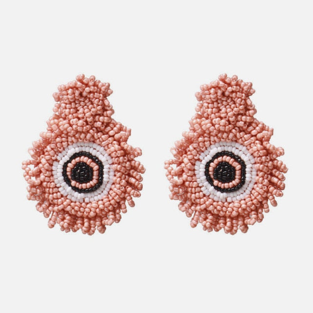 New Korea Fashion Pink Resin Beaded Drop Earrings