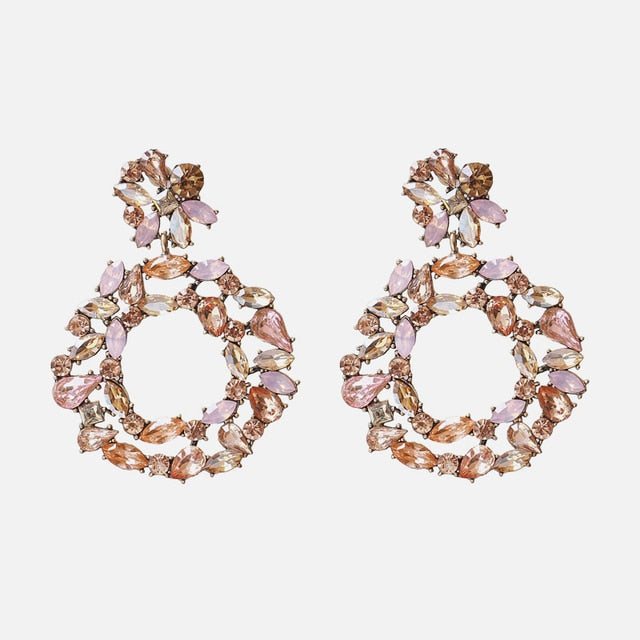 New Korea Fashion Pink Resin Beaded Drop Earrings