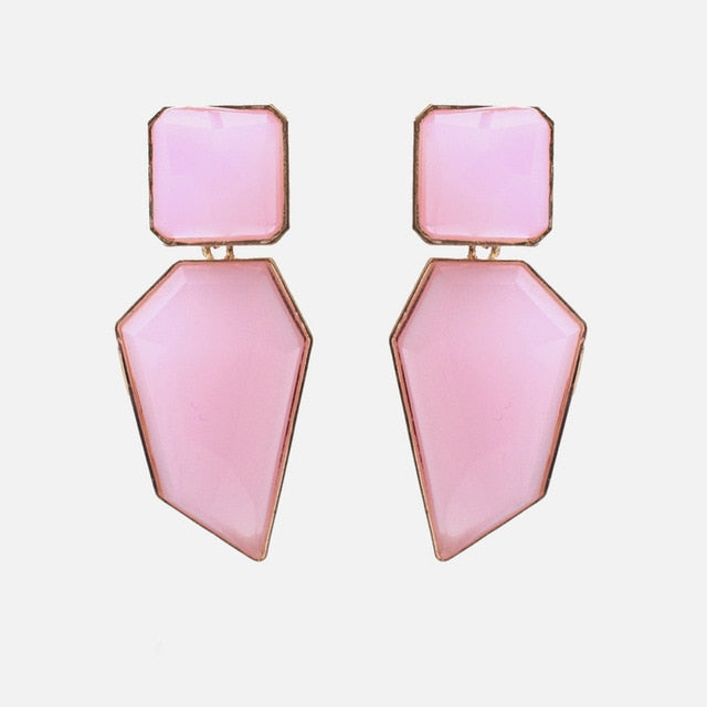 New Korea Fashion Pink Resin Beaded Drop Earrings